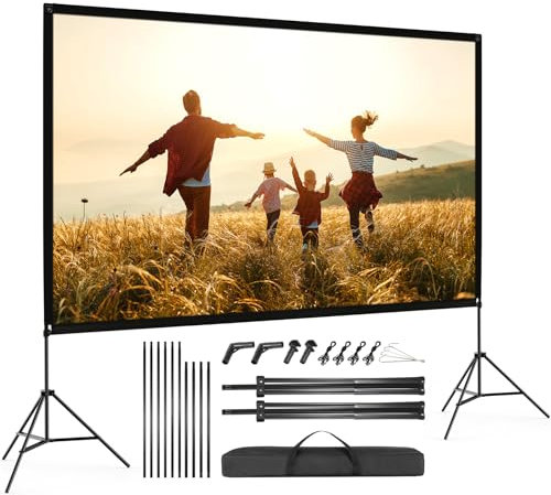 VISULAPEX 100 Écran Videoprojecteur, 4K HD 16: 9 Pliable Ecran de Projection sur Pied, Ecran Projecteur avec Sac Portatif pour Cinéma Maison Bureau Voyage