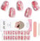 EBANKU 20PCS Pink Gold Foil Gel Nail Stickers, UV Gel Nail Strips for Nails, Long Lasting, DIY Nail Art