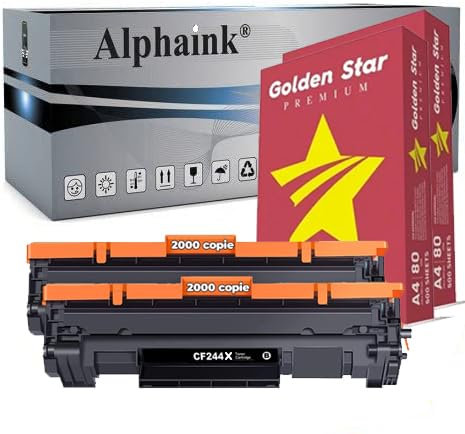 alphaink 2 Toner Neri CF244X XL + 2 Risme A4 da 500 fogli da 80g per HP LaserJet Pro M15, M15a, M15w, M16, M16a, M16w, M17, M17a, M17w, MFP M28, M28a, M28w, M29, M29a, M29w, Nero, C4