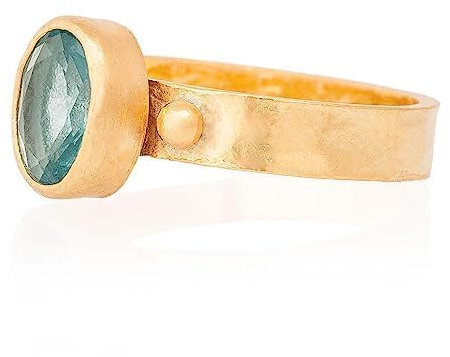 Blauer Topas Ring, Blauer Topas Frauen Ring. Ovaler Blautopas Ring. Vergoldeter Silber Blautopas Ring. 925 Sterling Silber Blauer Topas Ring. 24K Gold plattiert Silber blauer Topas Ring.
