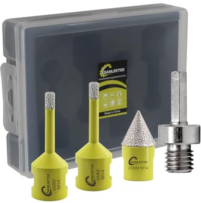Diamant Bohrkrone 4 Stücke 6/6mm Fliesenbohrer+1 Stück 20mm Diamant Fasenbohrer+1 Stück Sechskant Adapter für Porzellan Keramikfliesen Marmor Granit Kunststein M14 Gewinde SANLEETEK