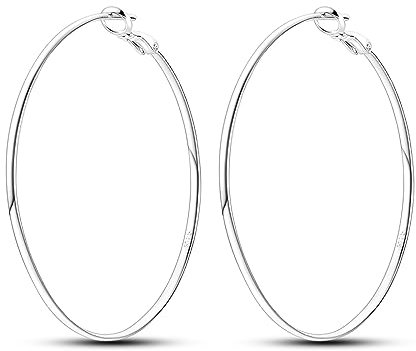 Hapour Creolen aus 925er Sterlingsilber zierliche 50 mm runde große Creolen für Frauen und Mädchen minimalistische Ohrringe hypoallergen Weihnachtsgeschenke für Sie