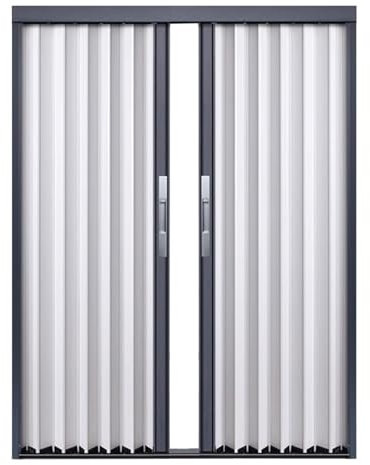 Schiebetür Falttür falttüren innentüren Hinterhof Schuppen Schiebetür Wasserdicht, Raumteiler Mit Akkordeontür Auf Schiene, Falt Schiebetür Für Die Tür, Grauer Türrahmen Und Weißes Aluminiumpaneel ( C