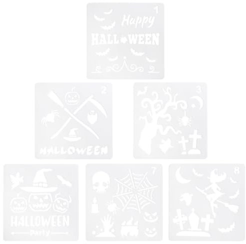 BESTonZON 6stücke Halloween Kuchenschablonen Aus Kunststoff Malvorlagen Für Kuchen Stencil Formen Tortendekorationen Halloween Cake Templates Weiße Kuchenschablonen