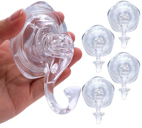 TETEWEVER 4 Pezzi Gancio Ventosa Ventose con Gancio, Ganci a Ventosa, Ganci Ventosa Bagno No Fori, Trasparenti Riutilizzabili Ventose per Vetro Casa Bagno Doccia Cucina