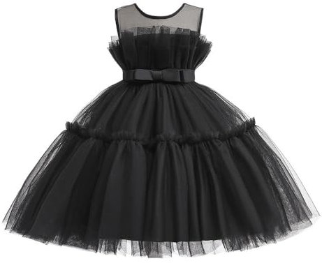 Lito Angels Robe Demoiselle d'honneur Ceremonie Mariage pour Enfant Filles Taille 6-7 Ans, Noir (étiquette en Tissu 120)