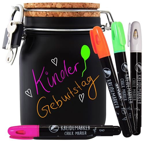 Spardose Selber Beschriften Neon bunt Geld Geschenk Idee Schwarz L