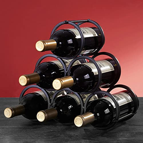 Generisch WeinregalTischplatte, 6 Weinflaschenhalter für die Theke, kein Zusammenbau erforderlich. Kleine Metall-Arbeitsplatte, freistehendes Weinflaschen-Aufbewahrungsregal aus schwarzem Draht, Wein