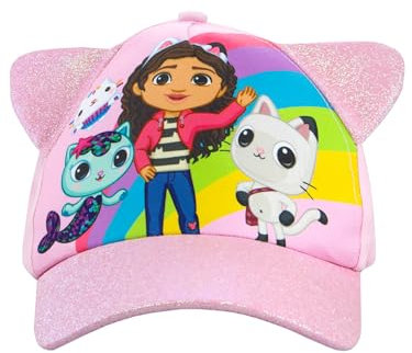 Gabby's Dollhouse Mutze | Glitzer Sonnenhut Mädchen | 3D-Ohren Sonne Hut Kinder | Rosa Einheitsgröße