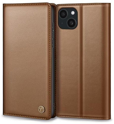 Handyhülle für iPhone 15 Hülle, Premium Lederhülle Schutzhülle Tasche für iPhone 15 Hülle Wallet Kartenfach Standfunktion Klappbar Flip Case für iPhone 15 Hülle, Braun