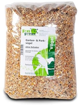 FumyFutter Garten- & Parkvogel, Premium - Vogelfutter Wildvögel ganzjährig ohne Schalen mit Erdnüssen, Sonnenblumenkernen und Rosinen - Ganzjahresfutter schalenlos - 5kg, 1x Beutel