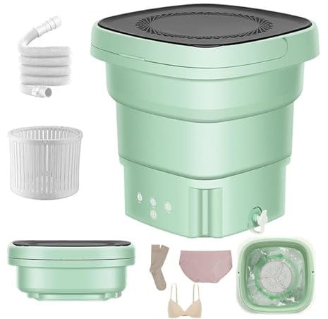 Mini Lavatrice Portatile, 8L Pieghevole Lavatrice da Campeggio Piccola con Centrifuga, Lavatrice Con Tubo di Scarico ad Alta Velocità per Biancheria Intima, da Viaggio, Campeggio, Dormitori