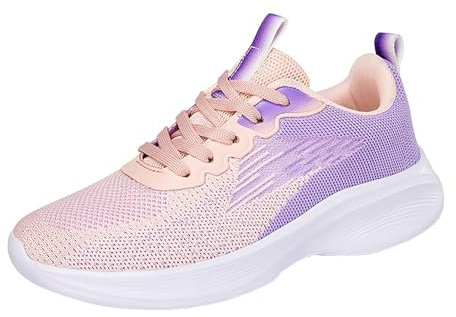 Generico Scarpe da Ginnastica Uomo Estate Mesh Hollow Traspirante Comodo Leggero con Lacci Colore Sfumato Scarpe da Calcetto (Purple, 38)
