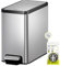 EKO Slim Small Bathroom Trash Can with Lid, Stainless Steel Kitchen Garbage Can with Removable Inner Bucket, 6L / 1.6 Gal, Step On Trash Can