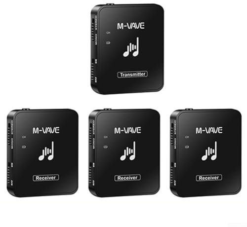 Jayruit Wireless in-Ear Monitor Systems Earphone Rechargeable Transmitter Receiver, for Studio Band Rehearsal Live Performance Cameras Record(1 tran 3receivers)