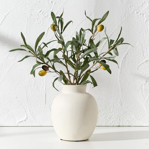 PORCER Vase rustique en céramique antique - 15,2 cm - Terre cuite - Style bohème - Pour la décoration de la maison, le salon, l'entrée, le mariage - Blanc