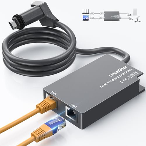 Starlink Ethernet Adapter Gen 2 Dual LAN Port (1pc) Star Link V2 Ethernet Dongles RJ45 Interface Wired Extenders