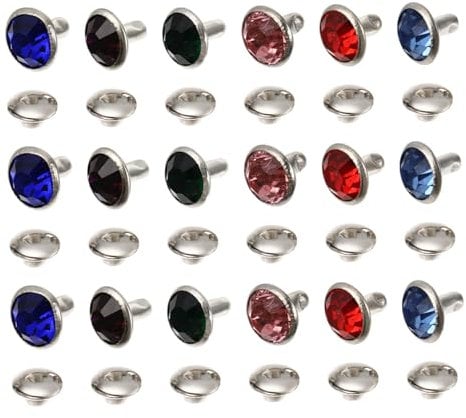 Garneck Lot de 120 rivets strass 8 mm pour cuir et vêtements - Rivets en cristal pour bricolage créatif - rivets bijoux pour sacs à main, ceintures et projets de bricolage - Décoration de qualité