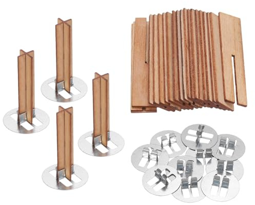 QUARKZMAN 10 Set Holzdochte 0,4 x 1,6 Zoll Natürliche Kreuzform Kerne | Mit Ständer, Für Kerzenherstellung, Holzdochte