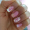 24pcs Short Square Press on Nails French Tip False Nails Pink Ombre Glitter Gold Fake Nails White Flower Stick on Nails Removable Glue-on Acrylic Nail Tips Spring Summer Accessories for Women