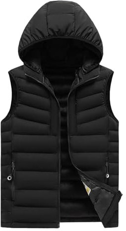 Generisch Männlich Slim Fit Abnehmbarer Hut Schweinerippchen Casual Und Weste Anzug Sand Herren (Black, XXXL)