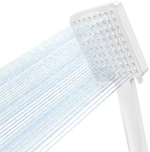 VOXON Square Shower Head, High Pressure Shower Heads with 6 Spray Modes, Power Water Saving ShowerHead, Universal Shower Head, Handheld Large Rain Shower Heads for Low Water Pressure, White