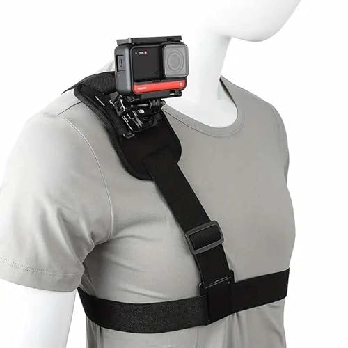 TECHZOCO Soporte para cámara Deportiva para Hombro, Soporte Ajustable para Cámara, Soporte Cámara Hombro, Apto para POV/VLOG, Compatible con Gopro y Otras Cámaras Deportivas, Negro