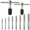 10 Pezzi Giramaschi a Cricchetto Set, Kit di Maschiatura Filettatura Manuale con M3 M4 M5 M6 M7 M8 M10 M12 HSS Maschi per Filettatura e M3-M8/M6-M12 Giramaschi Regolabile a Cricchetto a T
