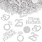 Affivia Doppelseitige Glitzer Silberhochzeit Deko Konfetti Groß 2,3-5,2cm, 100 Stk Deko Silberhochzeit 25 Jubiläum,Silber Hochzeit Streudeko mit Nummer 25,Herz,Ringe Motiven,25. Hochzeitstag Tischdeko