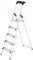 Hailo XXL Scala in Alluminio, 5 Gradini, con Piattaforma, Domestica, Bianco e Rosso