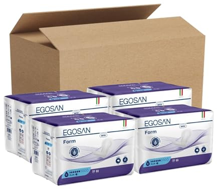 Egosan Anatomisch geformte Windel Plus Vorratspackung 4 Packungen à 30 Stück, für Mittelschwere Inkontinenz, Voller Schutz, Gute Passform, Anti-Geruchs-System, Hypoallergen, Unisex, Einheitsgröße