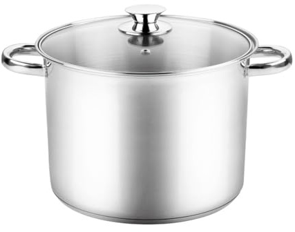 VIER Pentola dritta 20 x 20 cm - Acciaio inossidabile 18/10 Premium, Capacità 6,3 L - Fondo diffusore per induzione - Maniglie robuste rivettate - Adatto per tutti i tipi di cucina e lavastoviglie