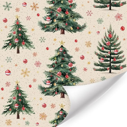 HPNIUB Christmas Pine Tree Peel and Stick Wallpaper Snowflake Holiday Decor