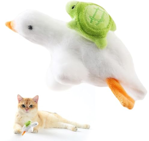 SPERMUOY Katzenspielzeug,Anti Stress Enten Katzen Spielzeug,Bequemes Spielzeug Katzen Plüsch Soundspielzeug für Katzen Plüsch Kauspielzeug