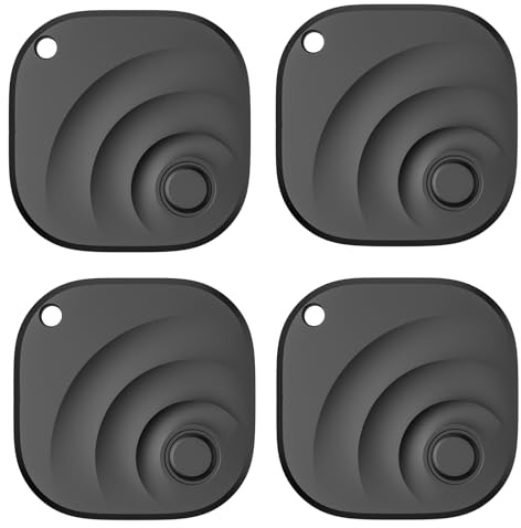 2026 Air Tracker Tags Item Locator per Android e iOS Bluetooth Tracker Smart Tags Compatibile con Apple Find My (iOS) e Google's Find Hub (Android) per chiavi, bagagli, portafoglio (pacchetto 4 nero)