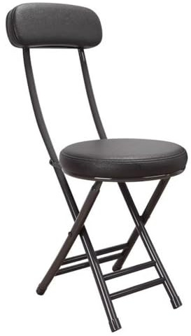 Balama Premium Hocker 76x31x31cm Sitzhöhe 45cm, bis 150kg, Schwarz klappbar gepolstert, mit Sicherheitsverriegelung, Rückenlehne, robustem Kunstleder, dickwandiges Metallrohr, stabil mit 2 Querstangen