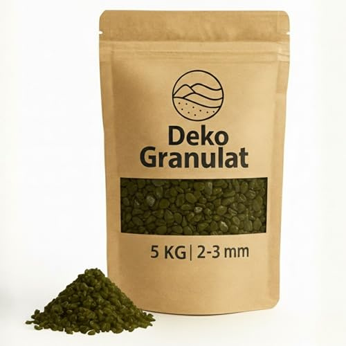 Deko-Granulat olivgrün als farbige Streudeko - 5 kg kleine Deko-Steine Ø 2-3 mm für Gläser, Vasen