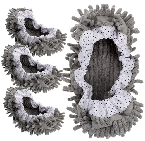 BETOOKY Chenille Mop Slippers 2 Pairs Floor Cleaning Covers for Home Use Suitable for Adults and