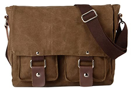 Neuleben Kameratasche Schultertasche mit abnehmbarem Kamerafach Vintage klein Umhängetasche Canvas für Damen/Herren (Braun)