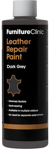Recoloration et Réparation du Cuir 2 en 1 Application Facile – Teinture Gris Foncé avec Enduit, Restauration Légère Rapide, Idéale sur Cuirs : Canapé, Meuble, Siège Auto, Chaussures, Sac à Main. 50 ml