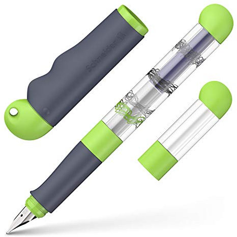 Schneider 162921 Base Kid Füller (Linkshänder, Anfängerfeder, große Fingerflächen) grau-grün