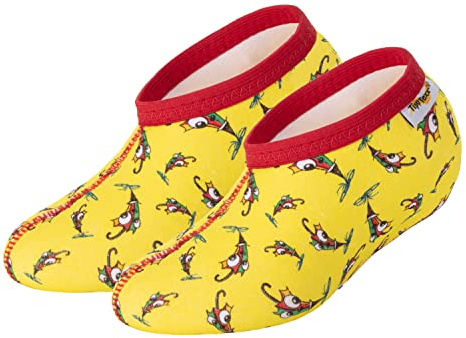 TippTexx 24 Stiefelsocken, 1 oder 2 Paar, Gummistiefelsocken mit Nässeschutz und ANTI-LOCH-GARANTIE für Damen, Herren u. Kinder (21-22, Gelb-Regenschirm - 1Paar)