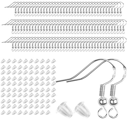 Ganci per Orecchini 120 Pezzi Argento Ipoallergenici Argento 925 Ganci con 120 Earring Safety Backs Orecchini Che Fanno Le Forniture Kit per Realizzare Gioielli Fai da te