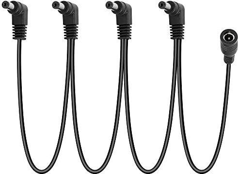 GELRHONR Daisy Chain Stromkabel, 1 auf 4 Wege Daisy Chain Kabel Gitarren-Effektpedal Netzteil Splitter Kabel, DC5521 9V 2A Splitterkabel mit rechtwinkligem Winkel 3.5Ft