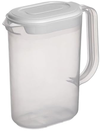 ANGIX 1.5L Fridge Door Jug with Handle | Plastic Pitcher Container with Lid and Pouring Spout, Versatile Transparent Spill Proof - Space Saving Fridge Liquid Storage Jug