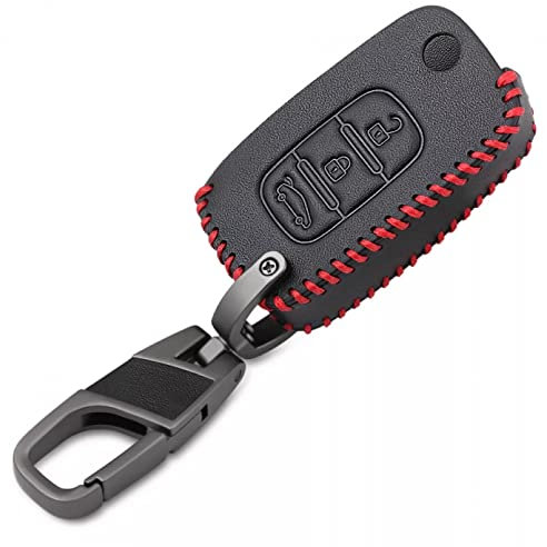 TATINE Étui à clés de Voiture en Cuir Housse de Protection à Distance Sac Coque Porte-clés Accessoires 3 Boutons pour Lada Renault Twingo Clio Master Kango