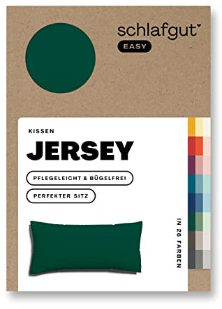 Schlafgut Easy Jersey Kissenbezug 40x80 cm Green Deep mit 100% Baumwolle, superweicher & atmungsaktiver Kopfkissenbezug