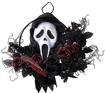 Spirit Halloween Ghost Face ® Slasher Kranz | Offizielles Lizenzprodukt | Heimdekoration | Horror-Dekor
