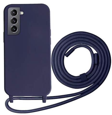 Beajew Coque Compatible avec Samsung Galaxy S22 Plus Silicone Case, Couleurs de Bonbons Cover Silicone Antichoc, Coque Protection Antichoc avec Cordon Réglable Téléphone Case, Bleu Foncé
