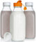 Dwbligt Leere Glas-Milchflaschen mit Silikonspenderkappe, klare Wasserflaschen mit auslaufsicherem Deckel und Skalenmarkierung, wiederverwendbare Gläser für Saft, Milch, Eistee, 3 Stück